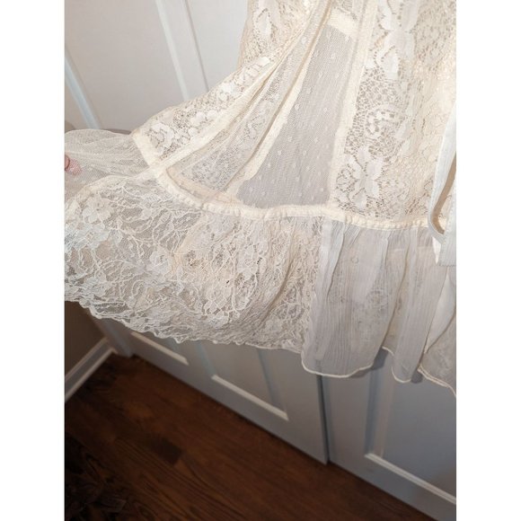 Free People Cream Lace Button Down Medium Shear Dress - Picture 11 of 11